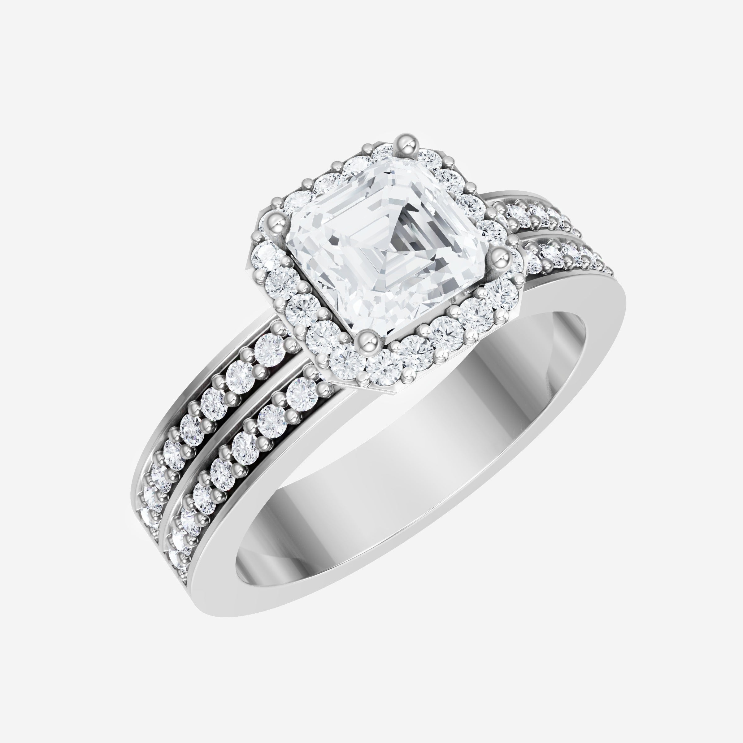 Asscher Adorned in Light Ring