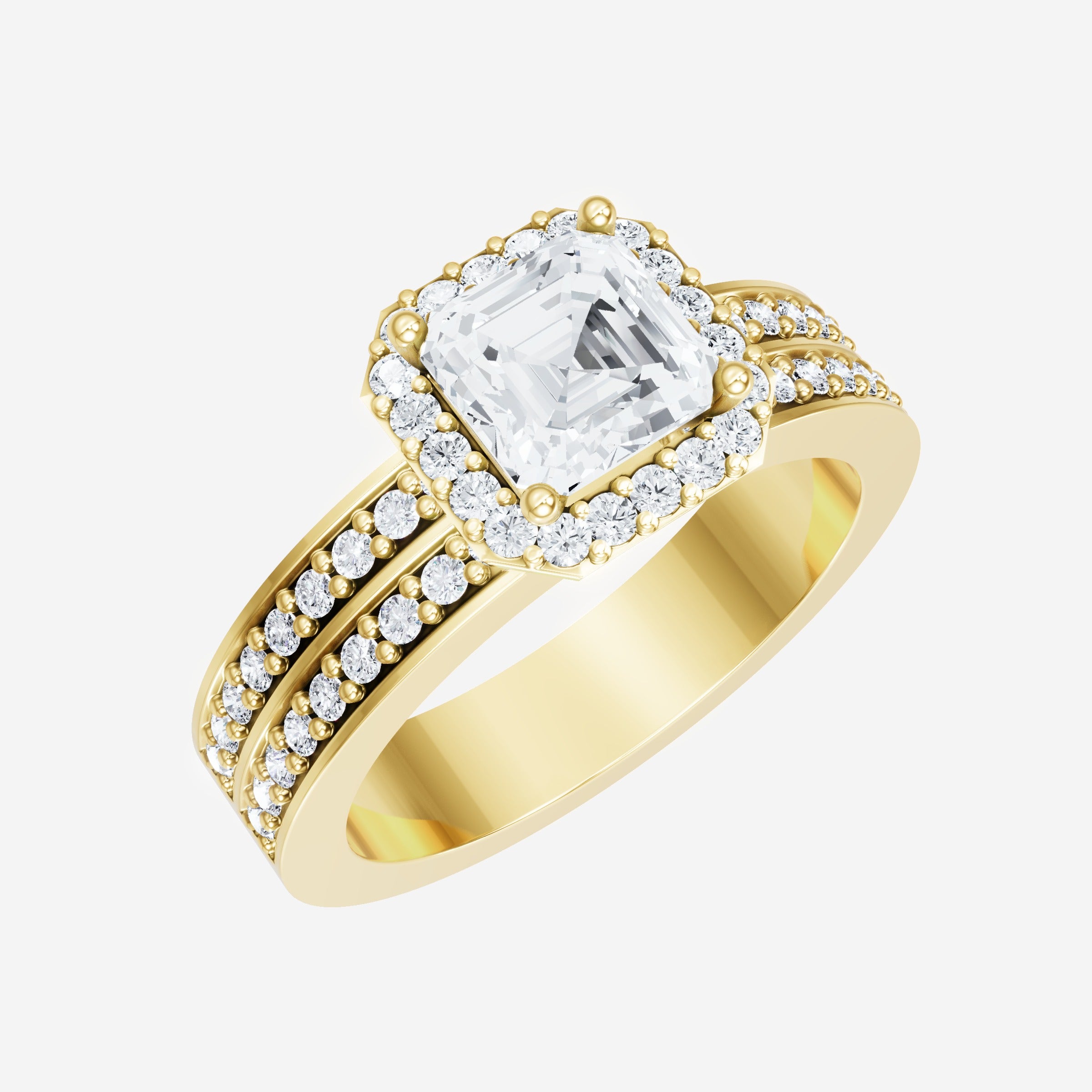 Asscher Adorned in Light Ring