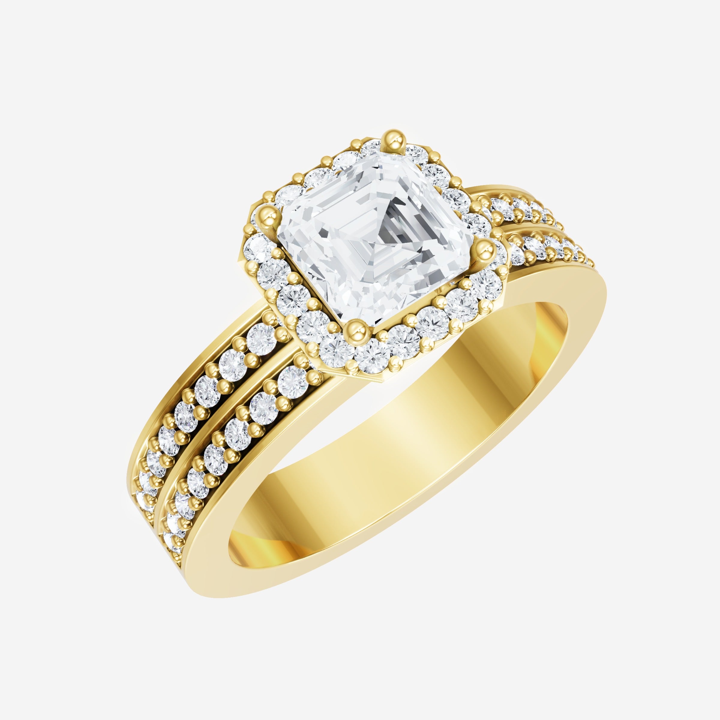 Asscher Adorned in Light Ring
