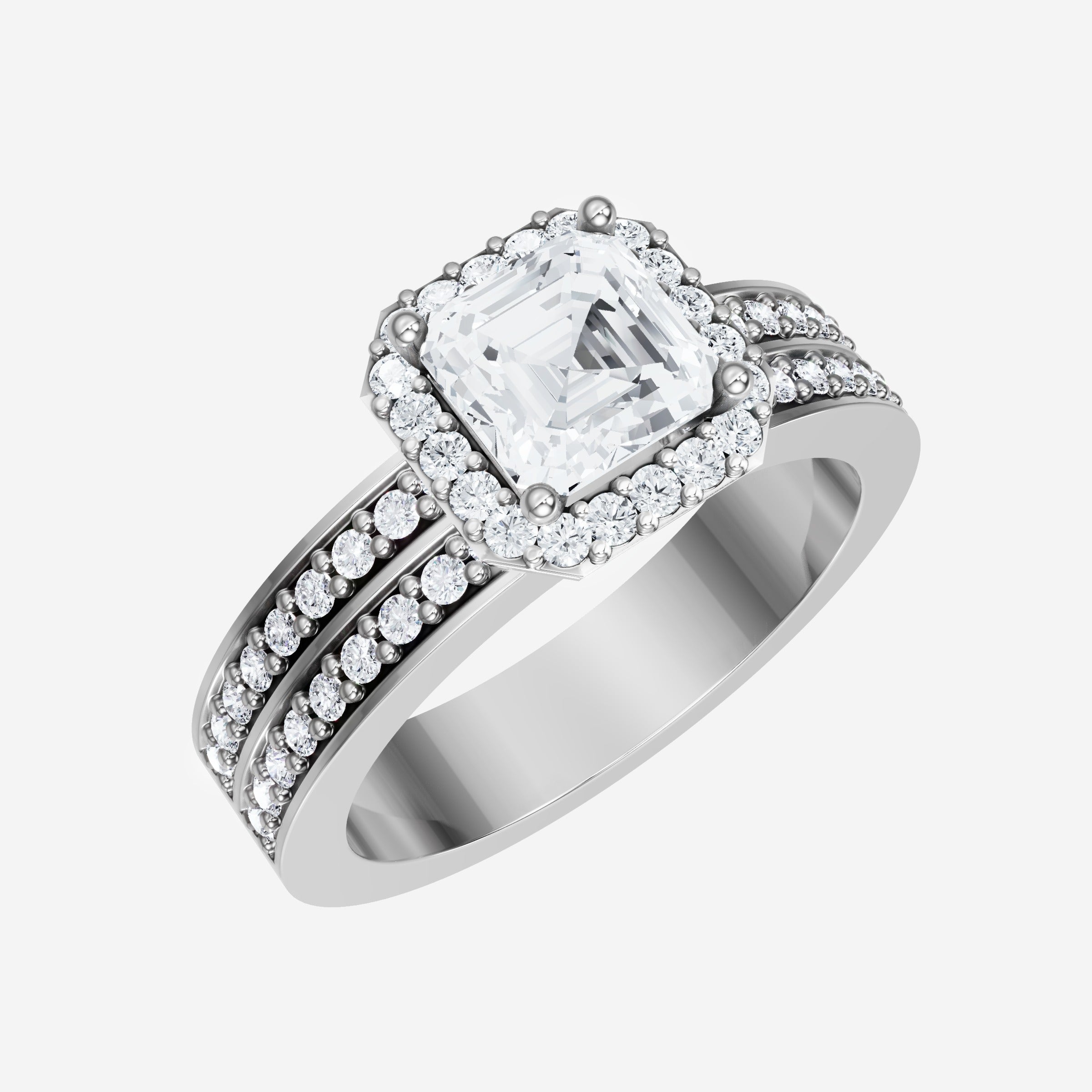 Asscher Adorned in Light Ring