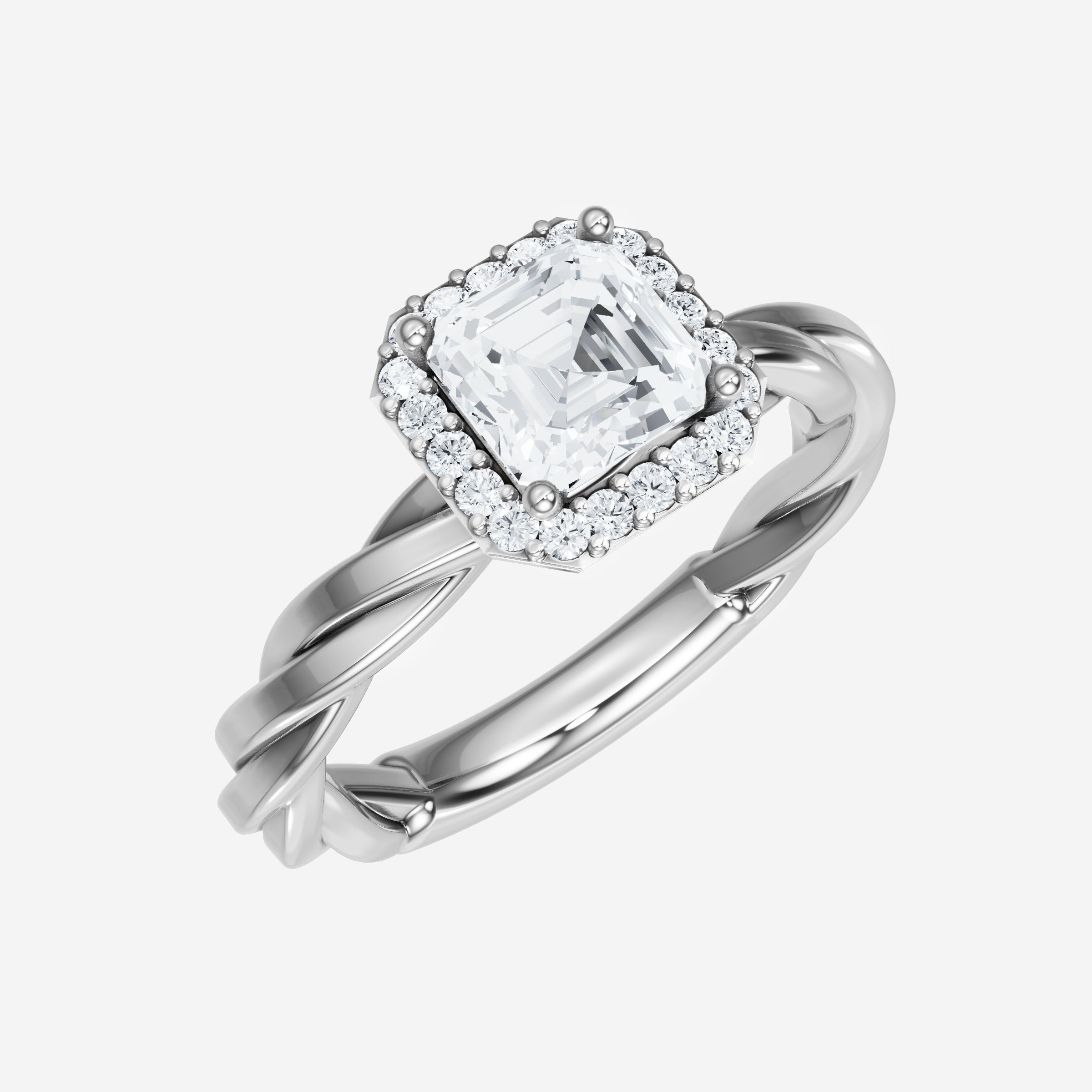 Asscher Adorned in Light Ring