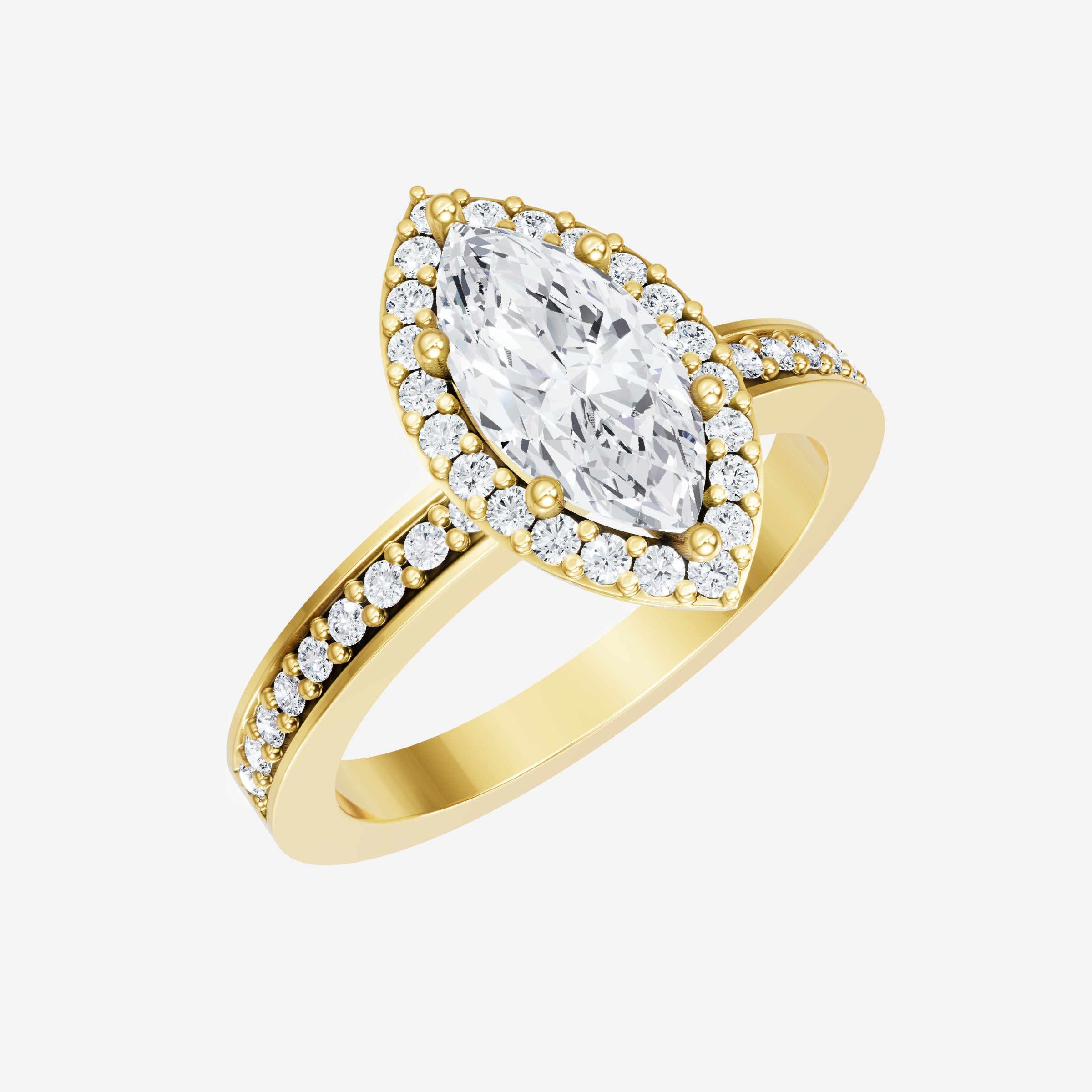 Anillo elegante con forma de marquesa y horizonte