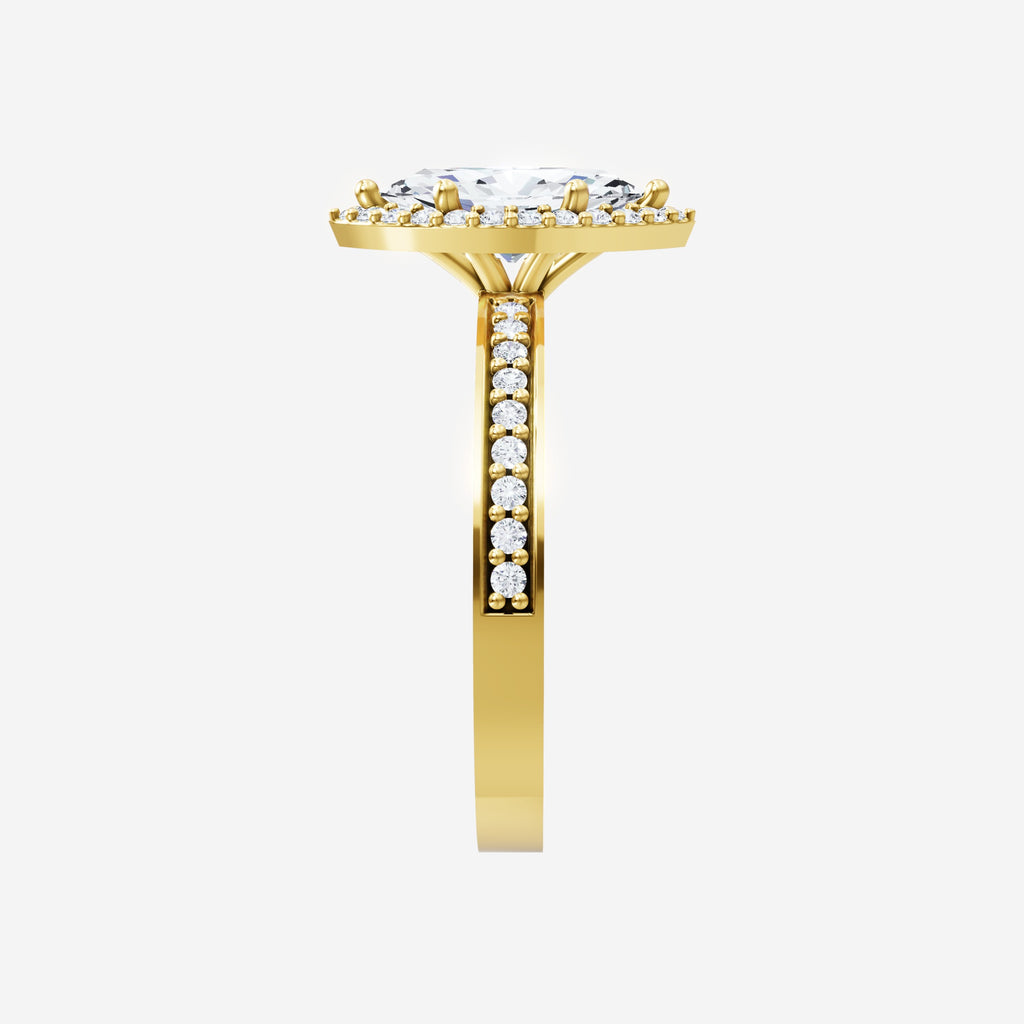 Anillo elegante con forma de marquesa y horizonte