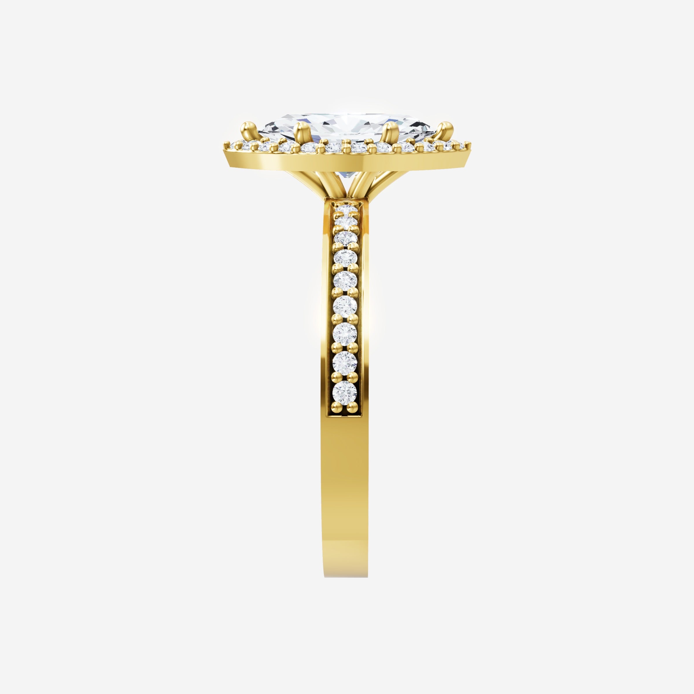 Anillo elegante con forma de marquesa y horizonte