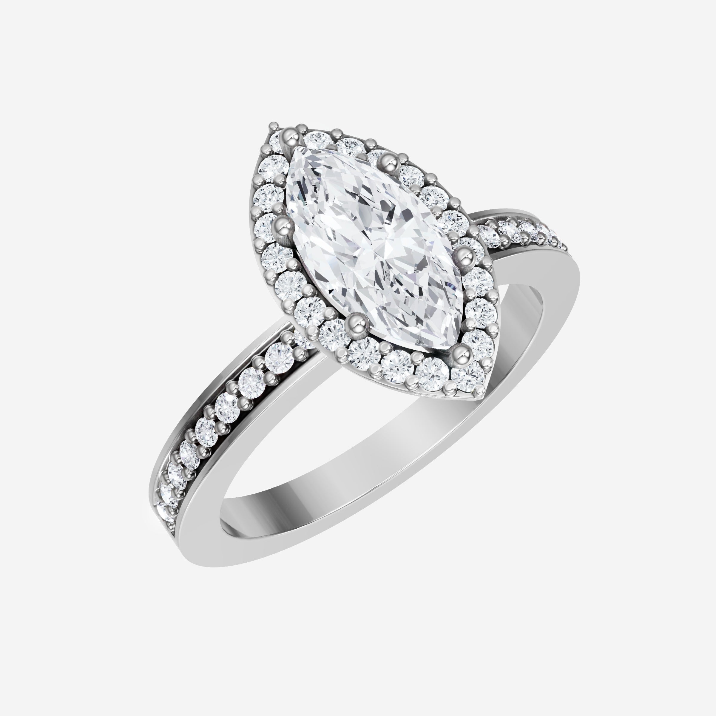 Anillo elegante con forma de marquesa y horizonte