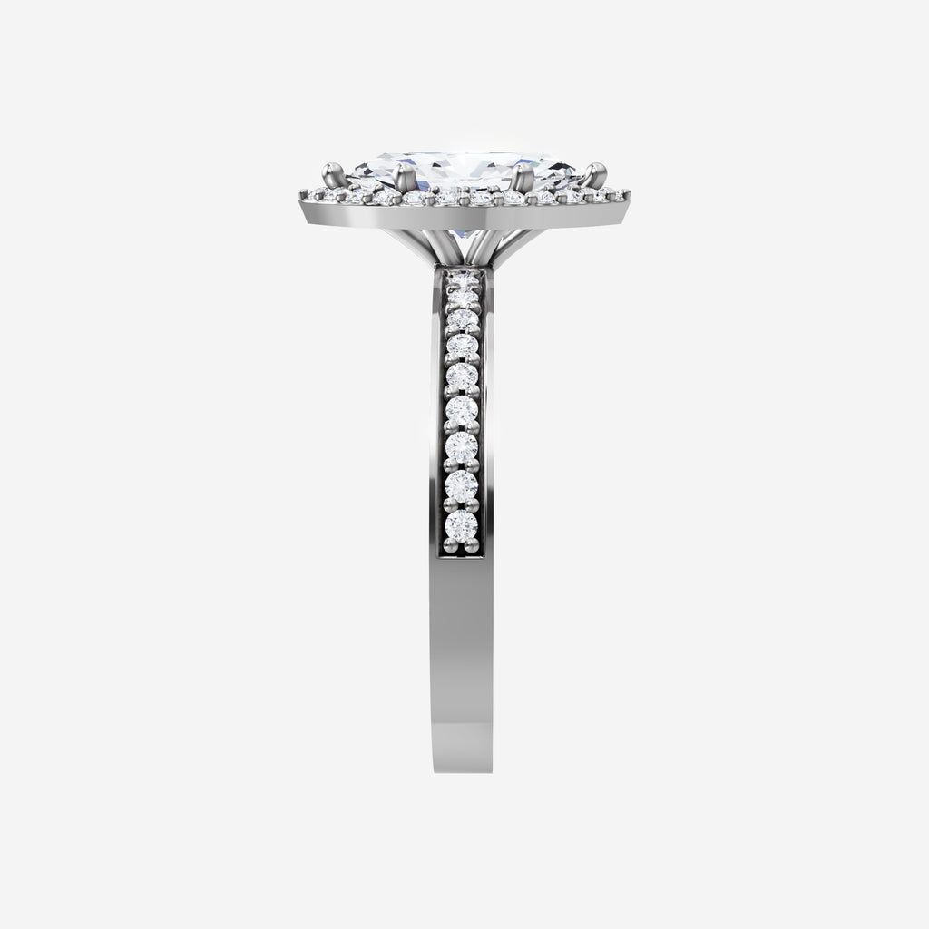 Anillo elegante con forma de marquesa y horizonte