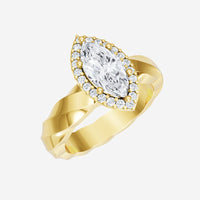 Anillo pavé dividido moderno de marquesa