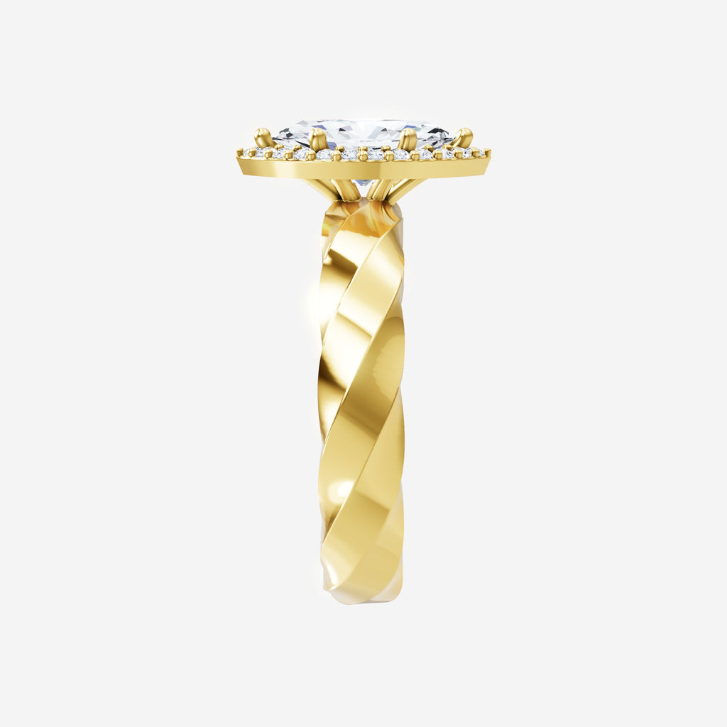 Anillo pavé dividido moderno de marquesa