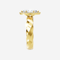 Anillo pavé dividido moderno de marquesa