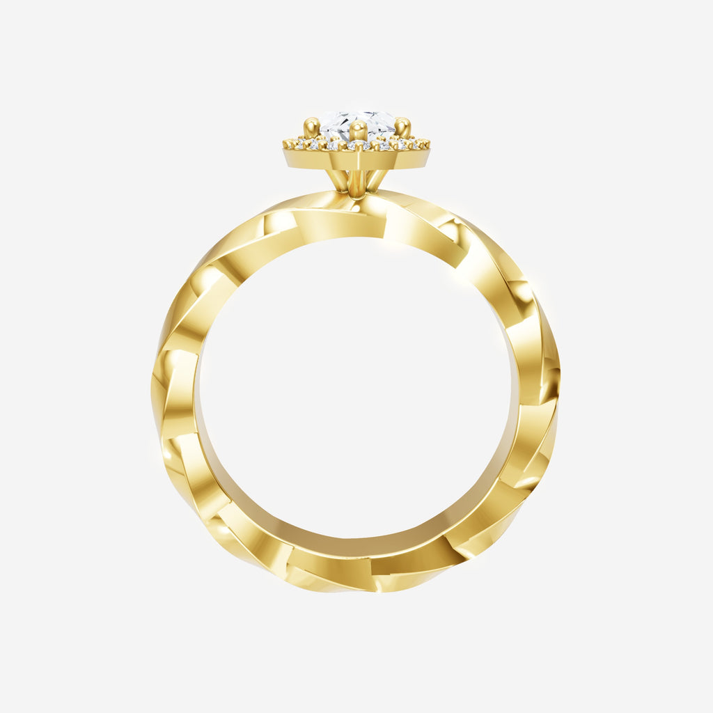 Anillo pavé dividido moderno de marquesa