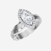 Anillo pavé dividido moderno de marquesa