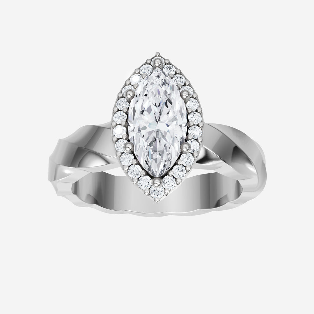 Anillo pavé dividido moderno de marquesa