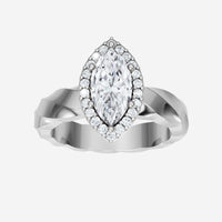 Anillo pavé dividido moderno de marquesa