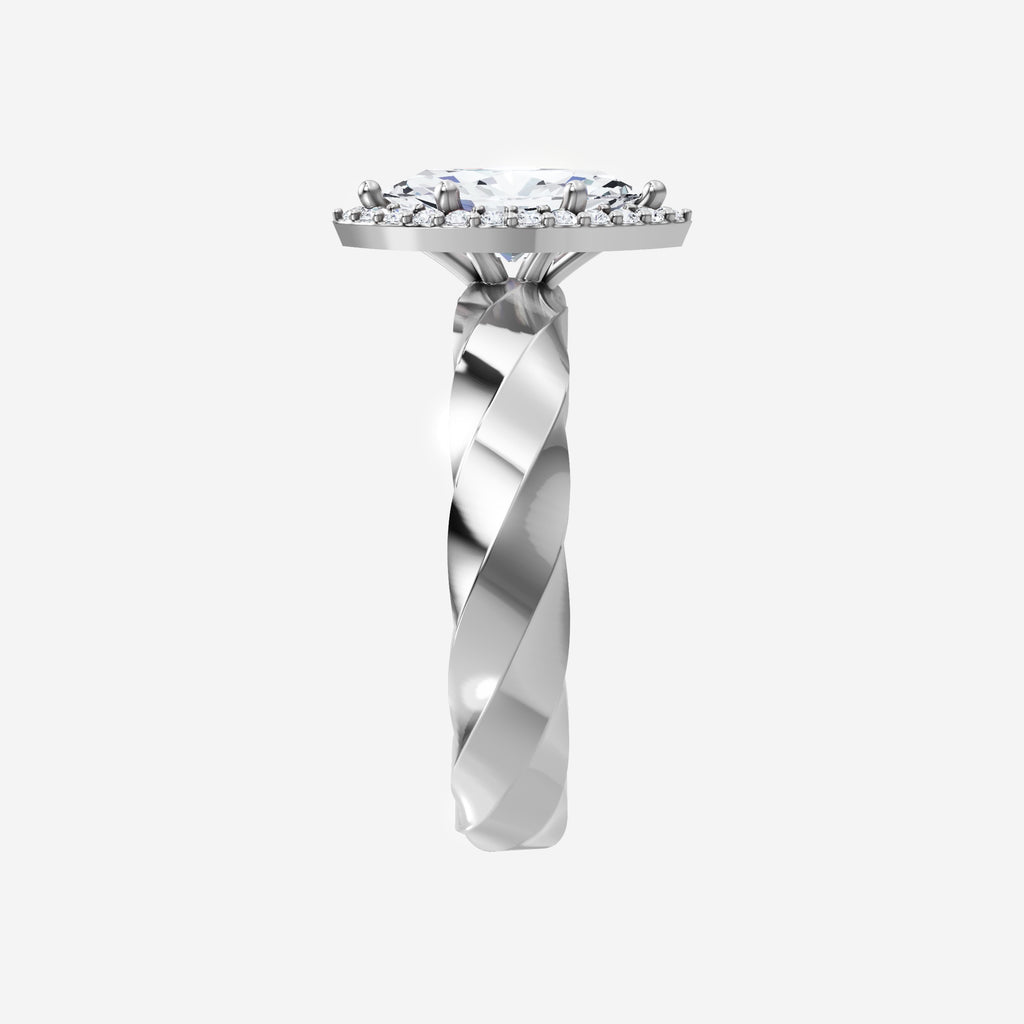 Anillo pavé dividido moderno de marquesa