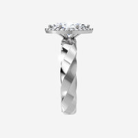 Anillo pavé dividido moderno de marquesa