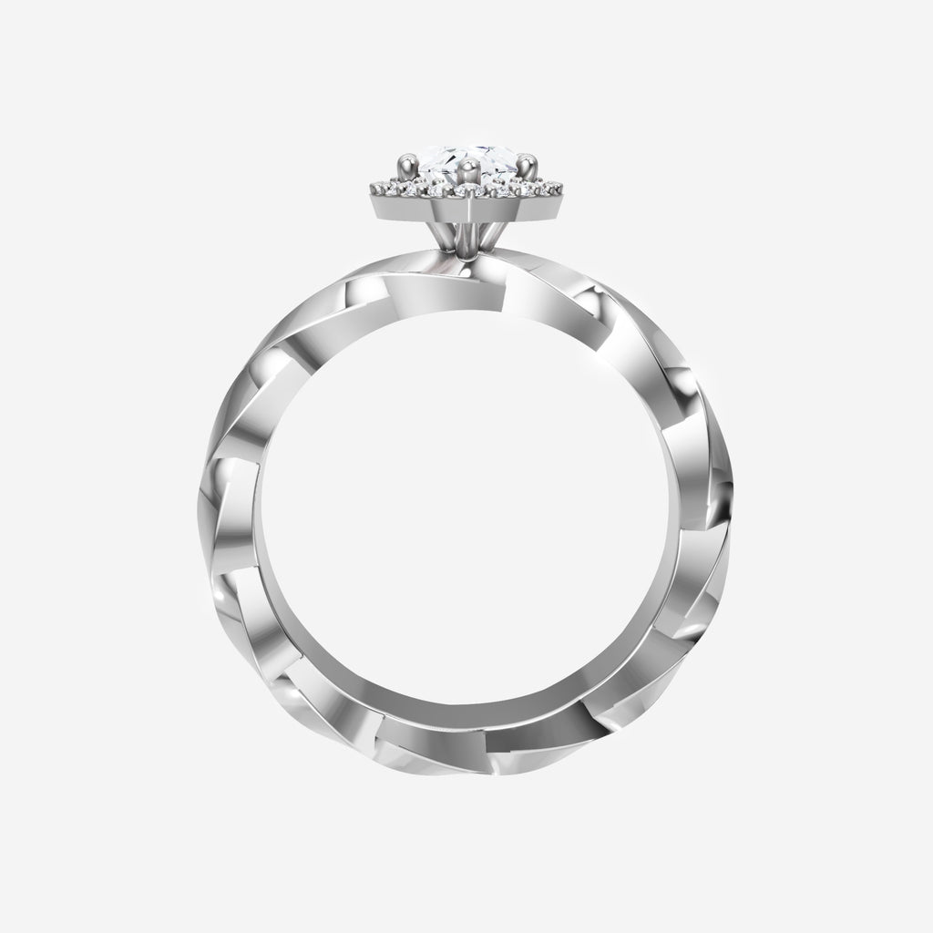 Anillo pavé dividido moderno de marquesa