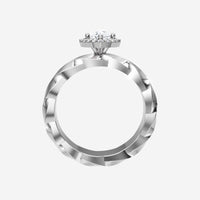 Anillo pavé dividido moderno de marquesa