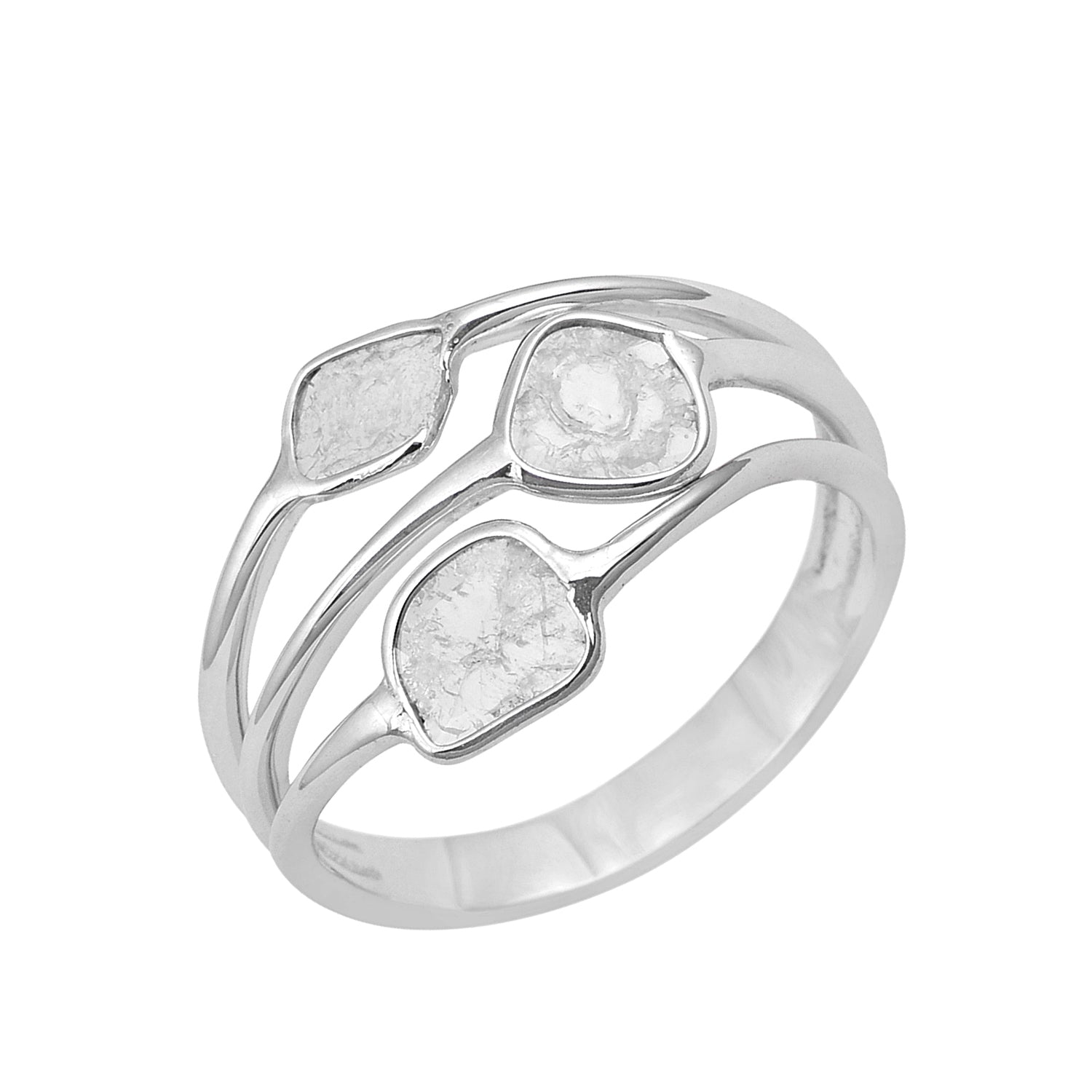 Anillo de trilogía de diamantes naturales Polki de 1,00 ct
