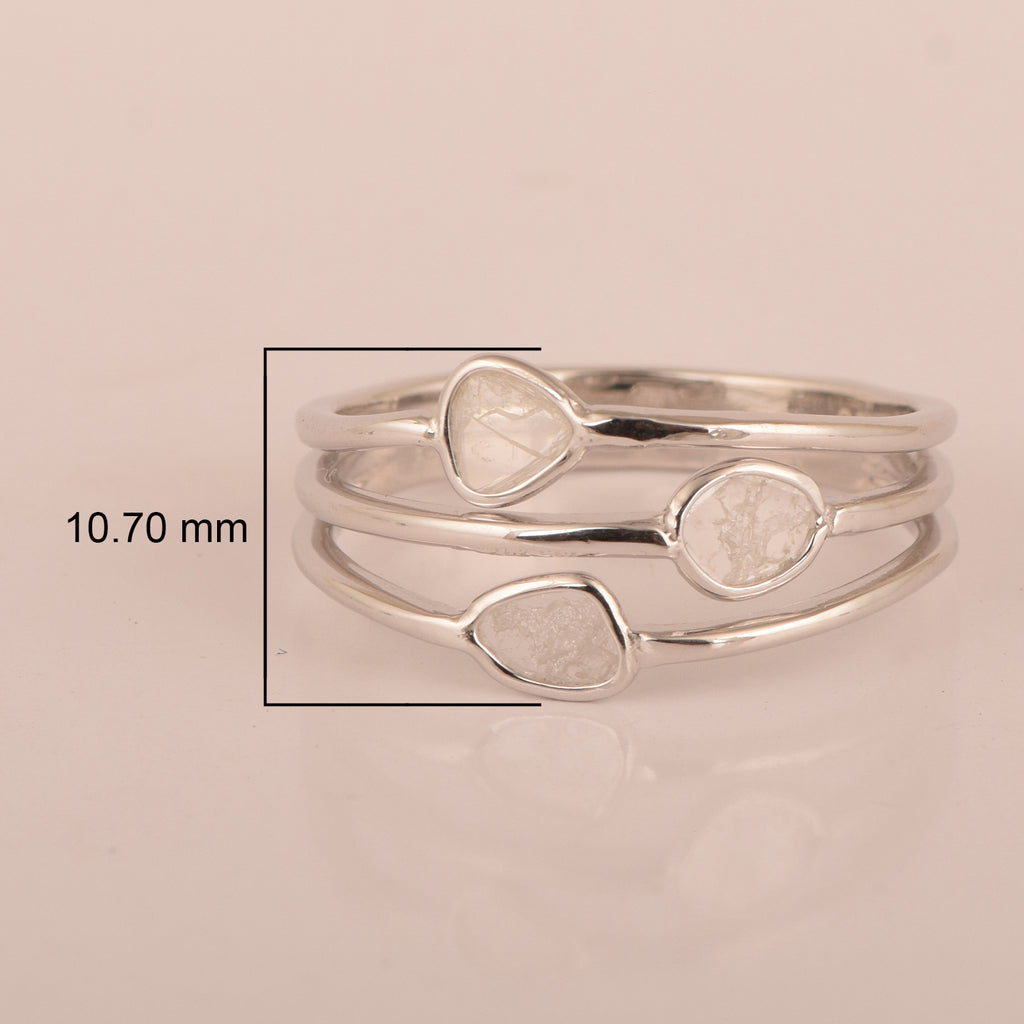 1.00ct Natural Polki Diamond Trilogy Ring