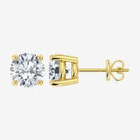 1.00 Carat IGI Certified Lab Grown Round Cut Diamond Studs Earrings 14k White/Yellow Gold 4 Prong Screw back & Push Back Jewelry Gift Box Packaging