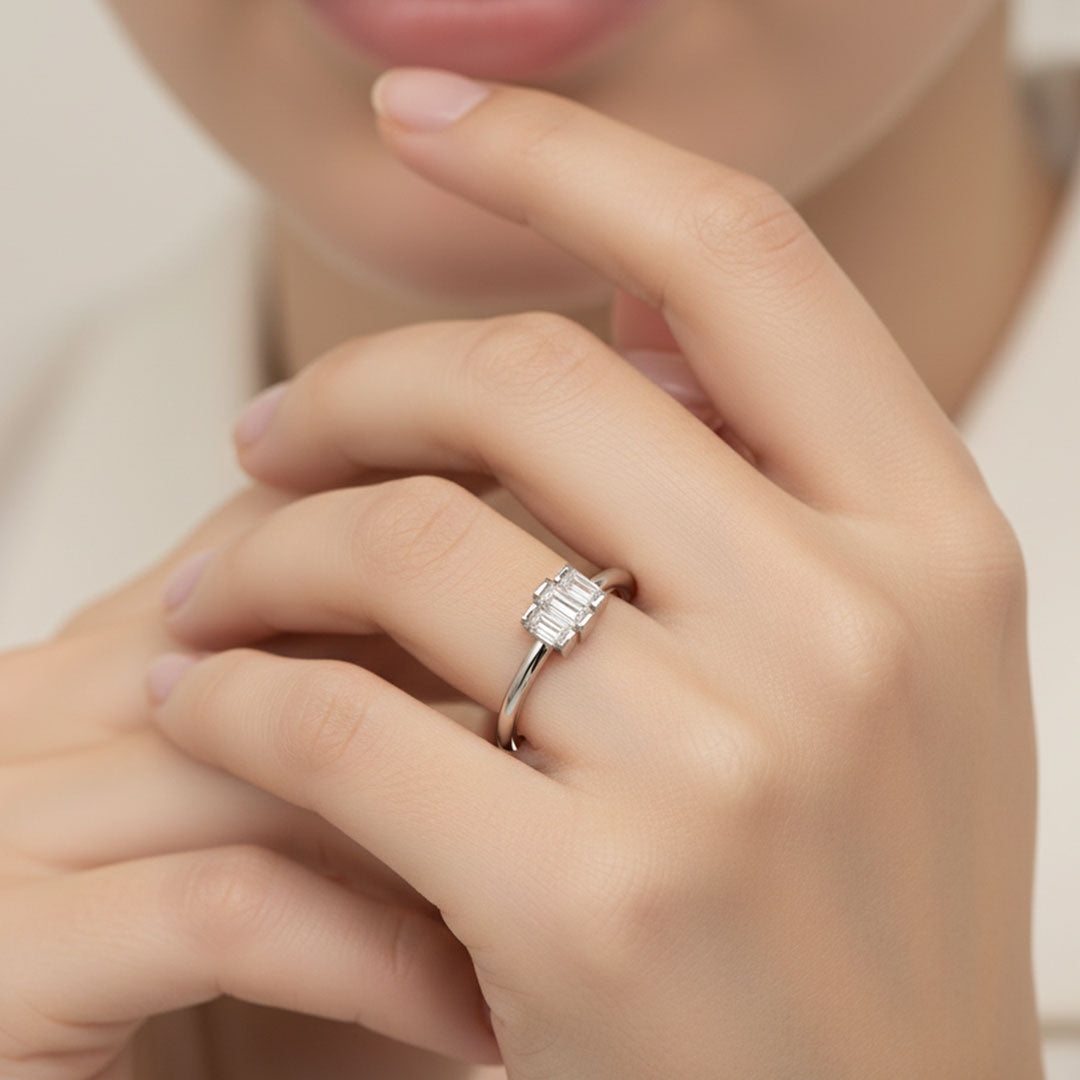 Three-Baguette Lab Grown Diamond Ring