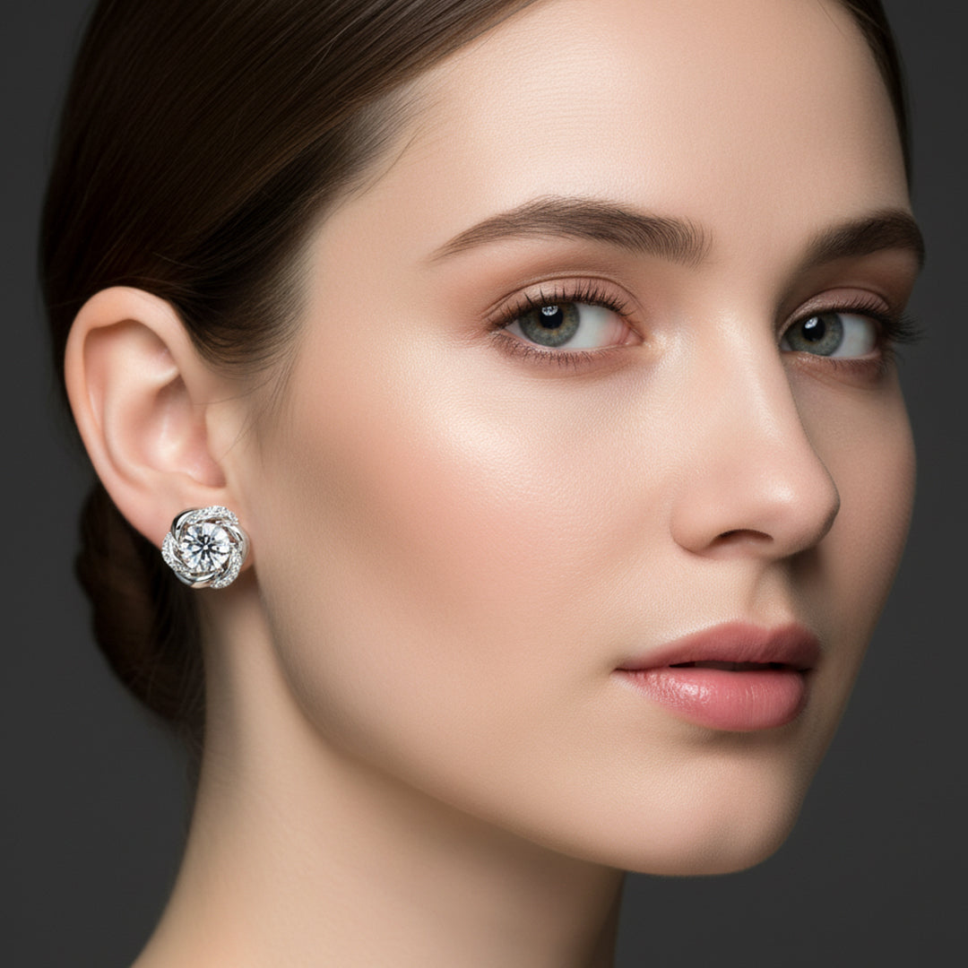 1 CT Twist Floral Lab Grown Diamond Earrings