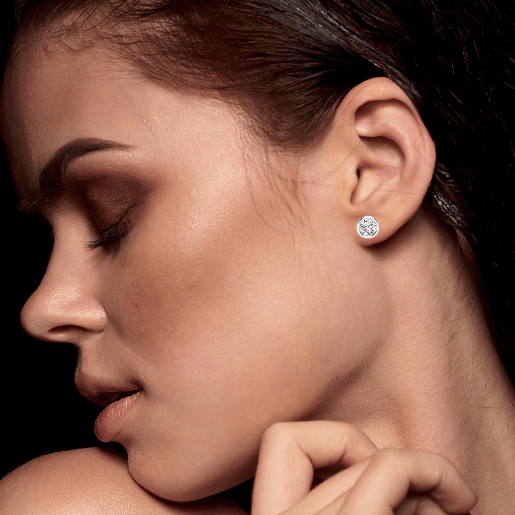 IGI 1.00ct Lab Grown Diamond Bezel Set Stud Earring