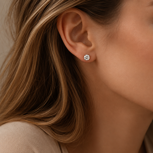 Round Cut Diamond Studs Earrings
