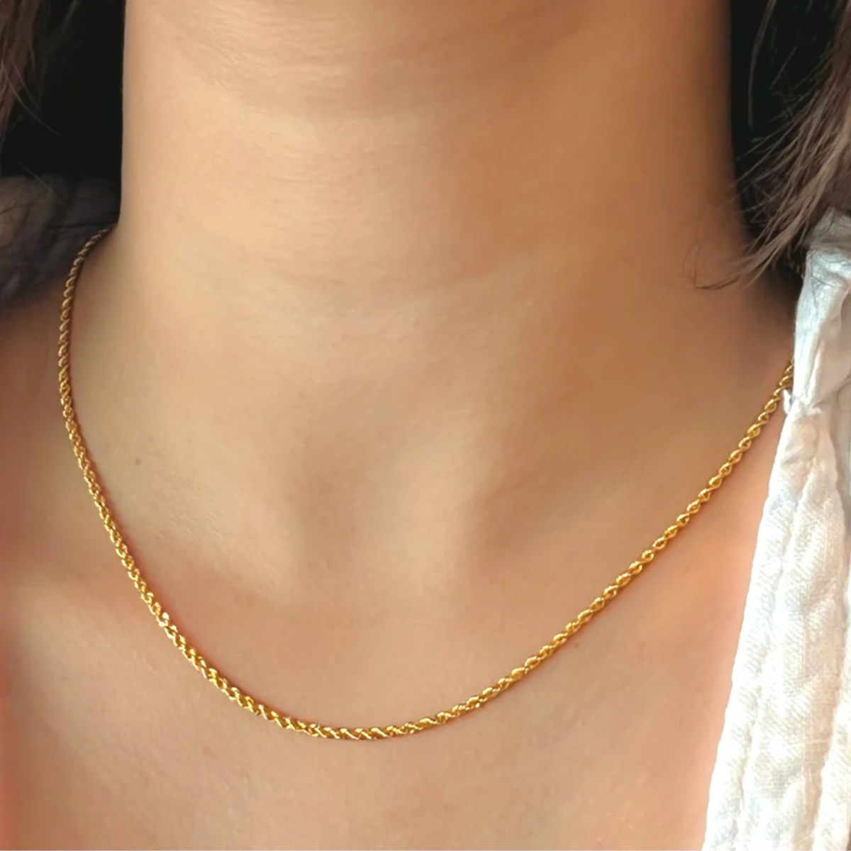 Collar de cadena tipo cuerda con corte de diamante de 1,5 mm y 24 in de oro amarillo de 10 k, 1,45 g