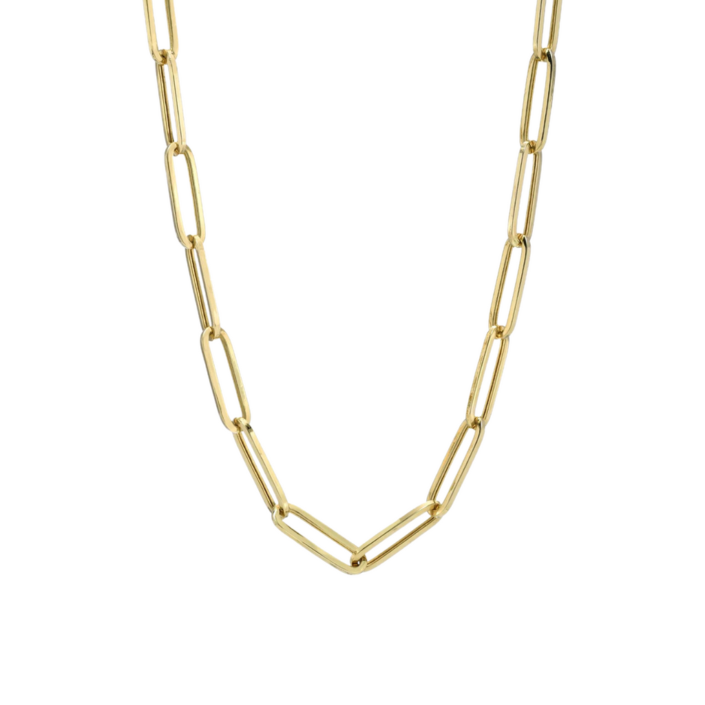 Yellow Gold Paperclip Chain Necklace