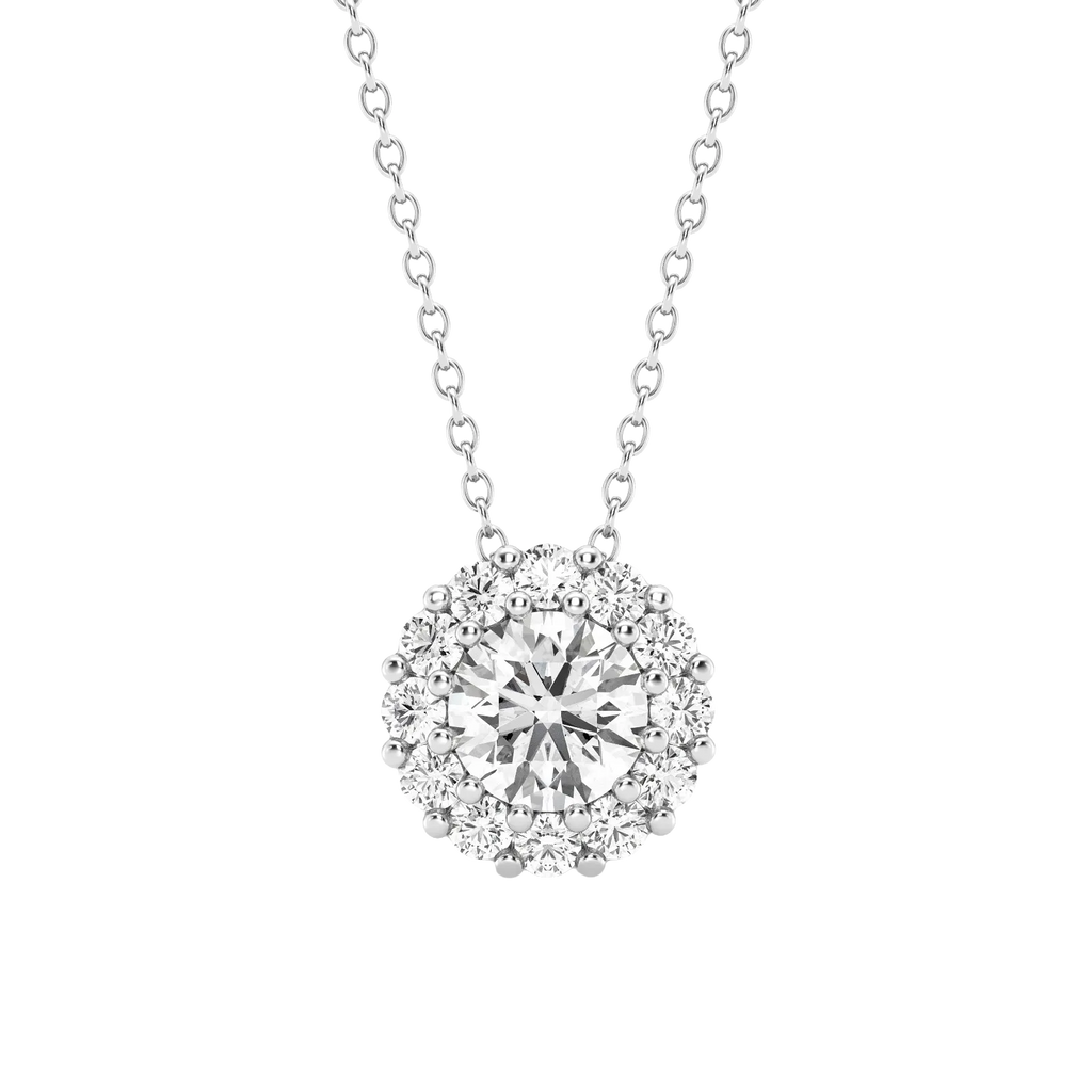 0.75ct Lab Grown Diamond Round Halo Pendant