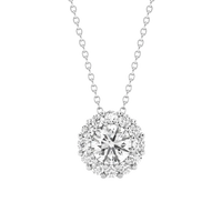 0.75ct Lab Grown Diamond Round Halo Pendant