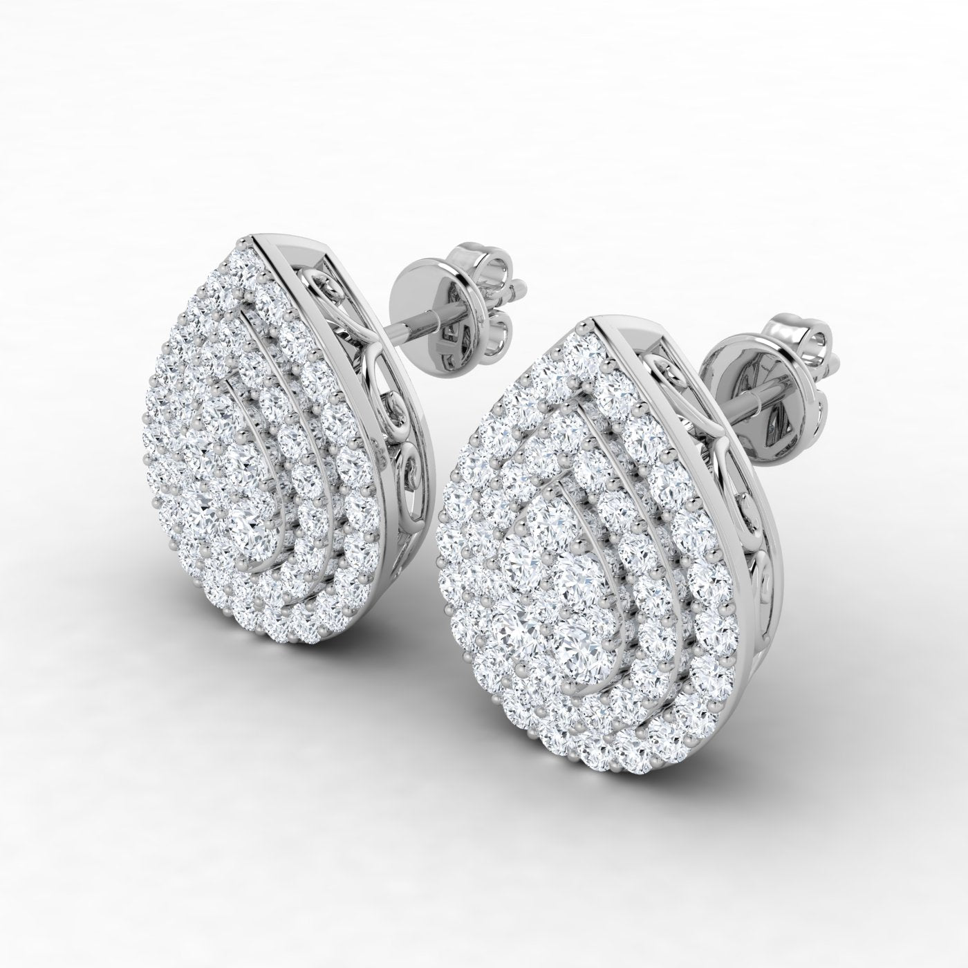 1 Carat Teardrop Halo Stud Earrings