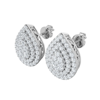 1 Carat Teardrop Halo Cluster Lab Diamond Stud Earrings