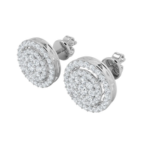 0.50 Carat Lab Grown Diamond Round Cluster Halo Earrings