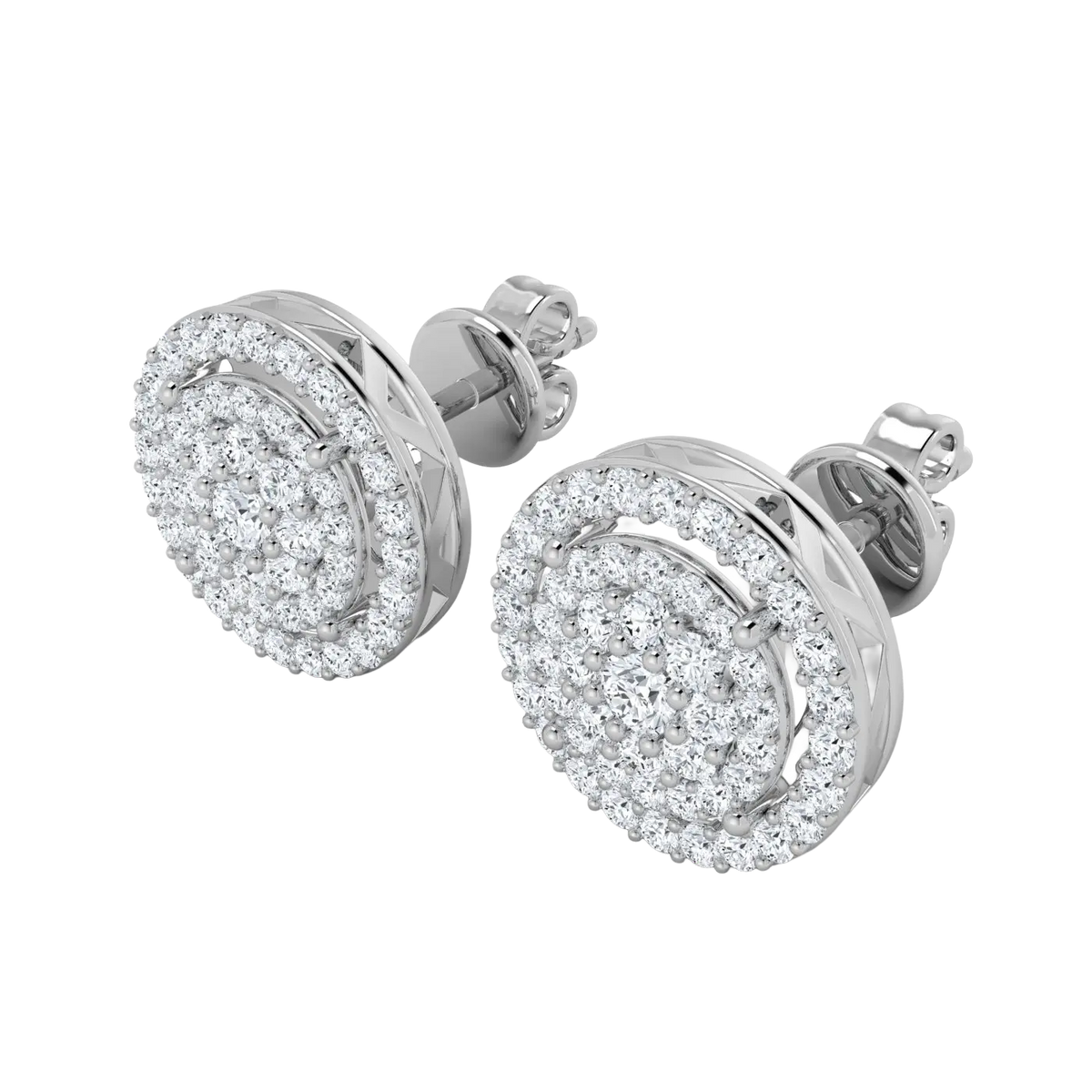 0.50 Carat Lab Grown Diamond Round Cluster Halo Earrings