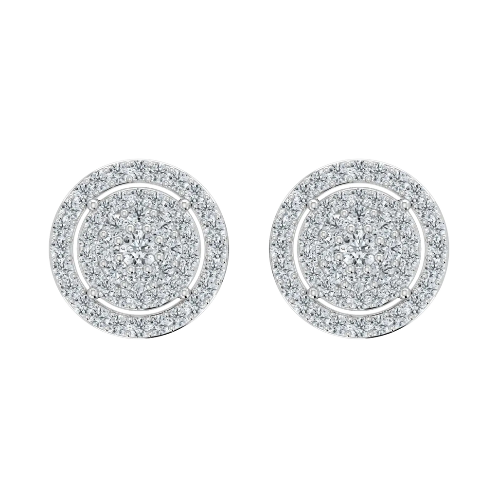 0.50 Carat Lab Grown Diamond Round Cluster Halo Earrings