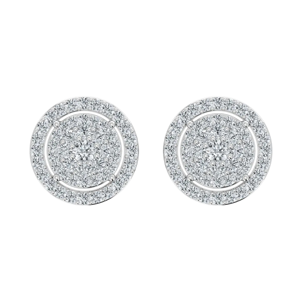 0.50 Carat Lab Grown Diamond Round Cluster Halo Earrings