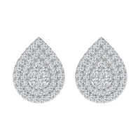 1 Carat Teardrop Halo Cluster Lab Diamond Stud Earrings