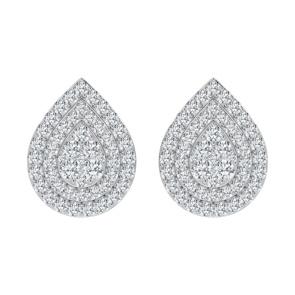 1 Carat Teardrop Halo Cluster Lab Diamond Stud Earrings