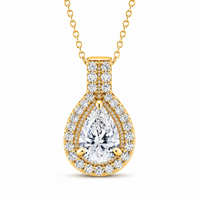 2.00ct IGI Certified VS-EF 14K Yellow Gold Teardrop Lab-Grown Diamond Pendant with 17+2 Inch Chain