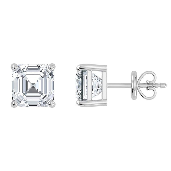 4CT Asscher Cut Lab Grown Diamond Stud Earrings