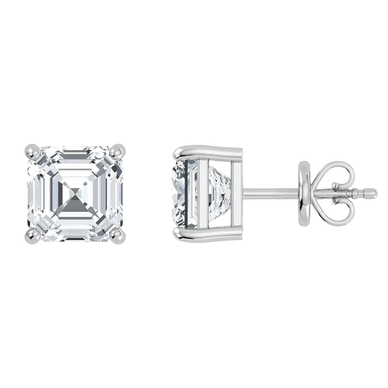 Mega Deal 4CT Asscher Cut Lab Grown Diamond Stud Earrings