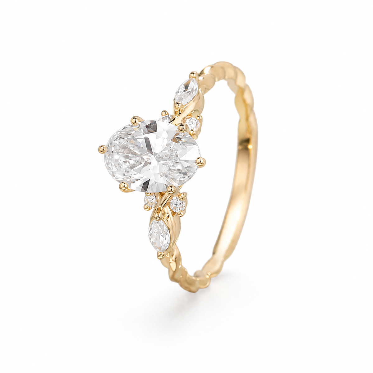 Oval Cut Lab Grown Diamond Vine Engagement Ring