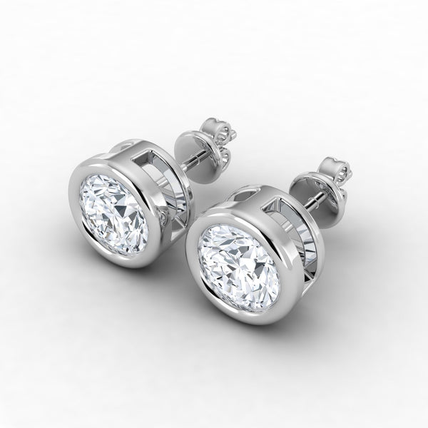 Lab Grown Diamond Bezel Studs Earrings 0.50 ct