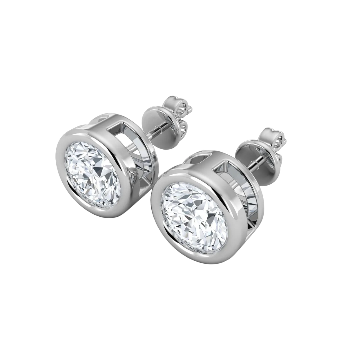 Lab Grown Diamond Bezel Studs Earrings (1ct-2ct)