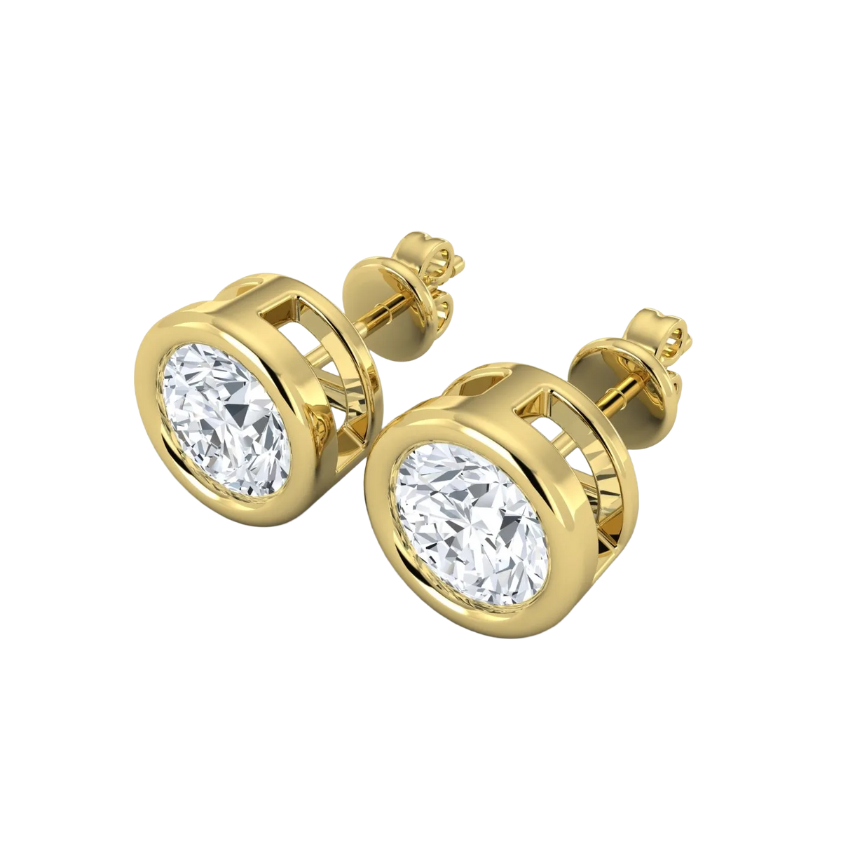 Lab Grown Diamond Bezel Studs Earrings 0.50 ct