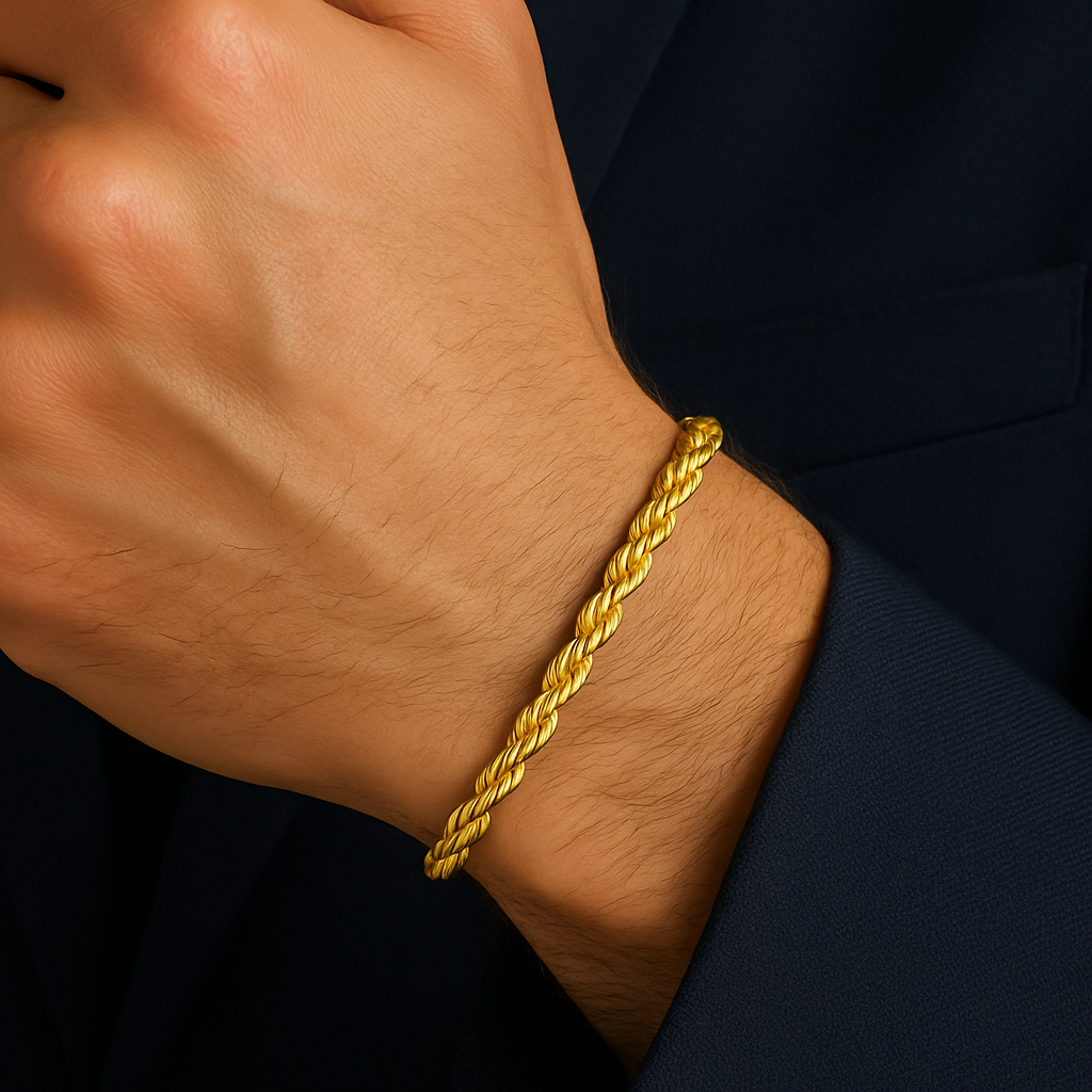 American 14k Solid Yellow Gold Rope Bracelet (6mm-9mm)