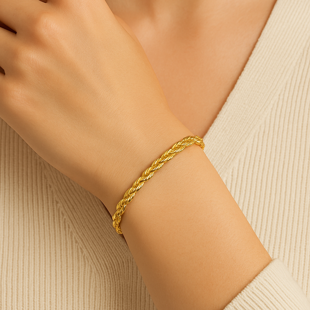American 14k Solid Yellow Gold Rope Bracelet (6mm-9mm)