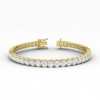 Shop QSE 5.00 Carat IGI Certified Lab Grown Diamond Tennis Bracelet for Women 14K White and Yellow Gold Lab Grown Diamond Bracelet for Men Prong Setting Round Cut Jewelry Size 7" (E-F Color, VS1-VS2 Clarity)
